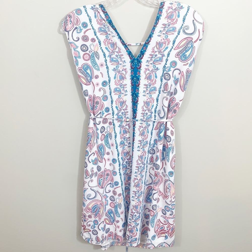 LOFT Paisley V-neck Tie Back Shift Dress Size XS